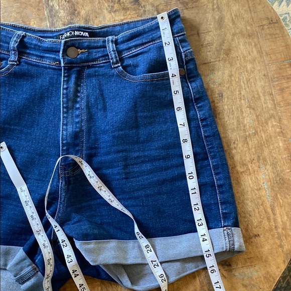Fashion Nova Blue High-Waisted Jean Shorts - Picture 6 of 12